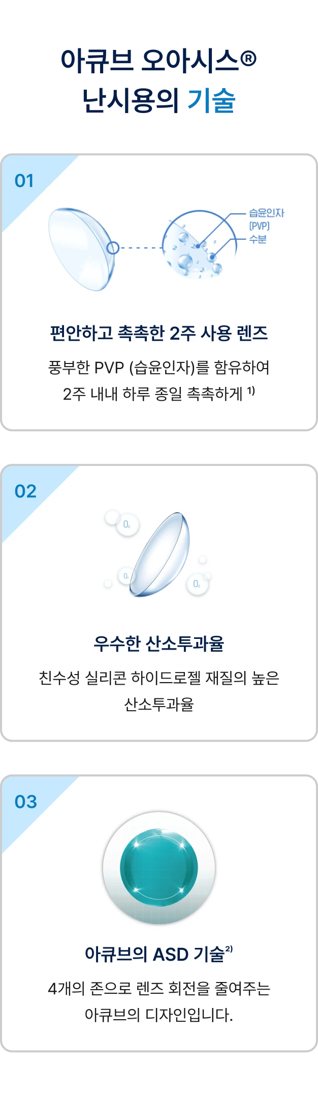 아큐브 오아시스 난시용의 기술
